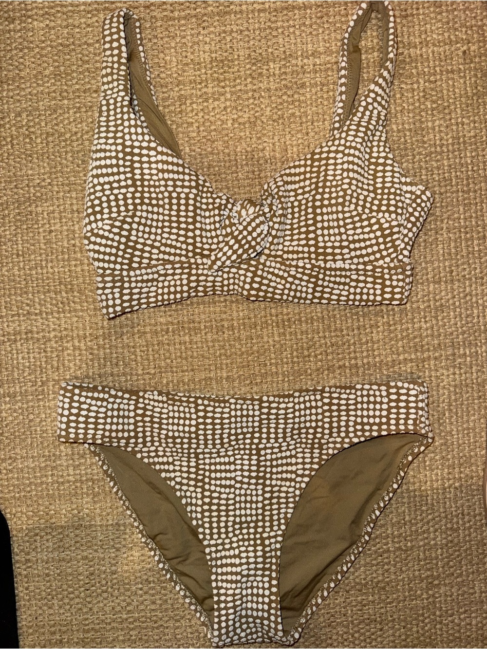 aerie Brown and White Dot Tie-Front Bikini Set - Picture 2 of 5